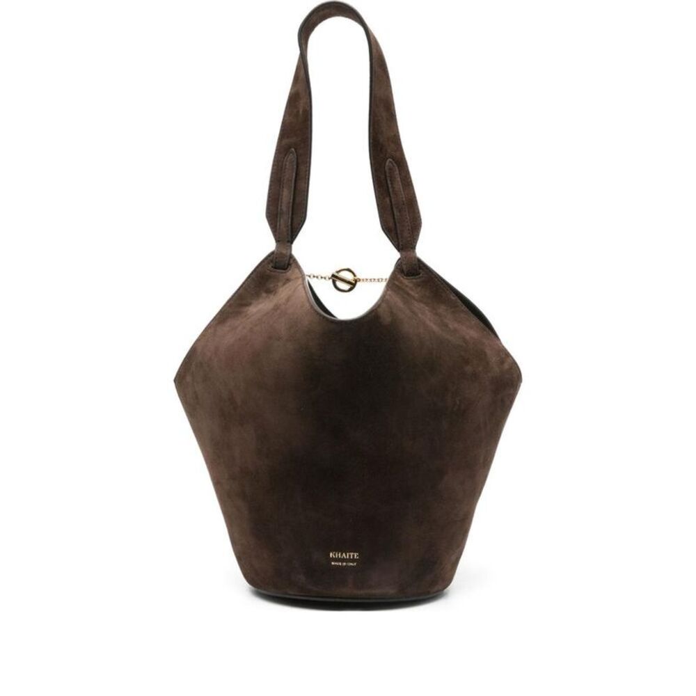 KHAITE Structured Leather Top-Handle Handbag with Signature Clasp Women MARRONE - Picture 1 of 5